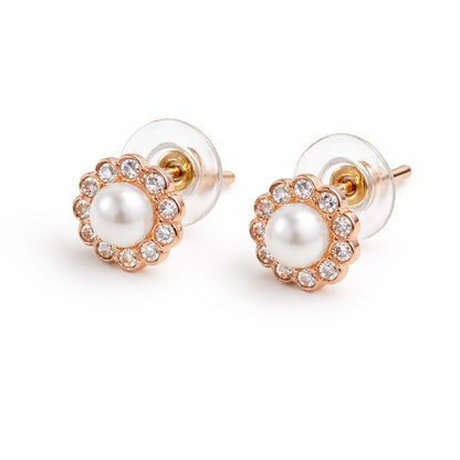 Rose Gold Plated Stud Earrings For Women And Girls