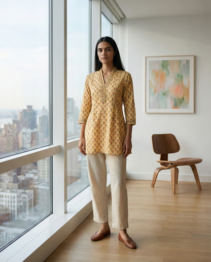 Pastel Hues Yellow Cotton Top