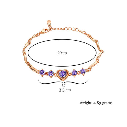 Rose Gold Plated Heart Bracelet For Women And Girls