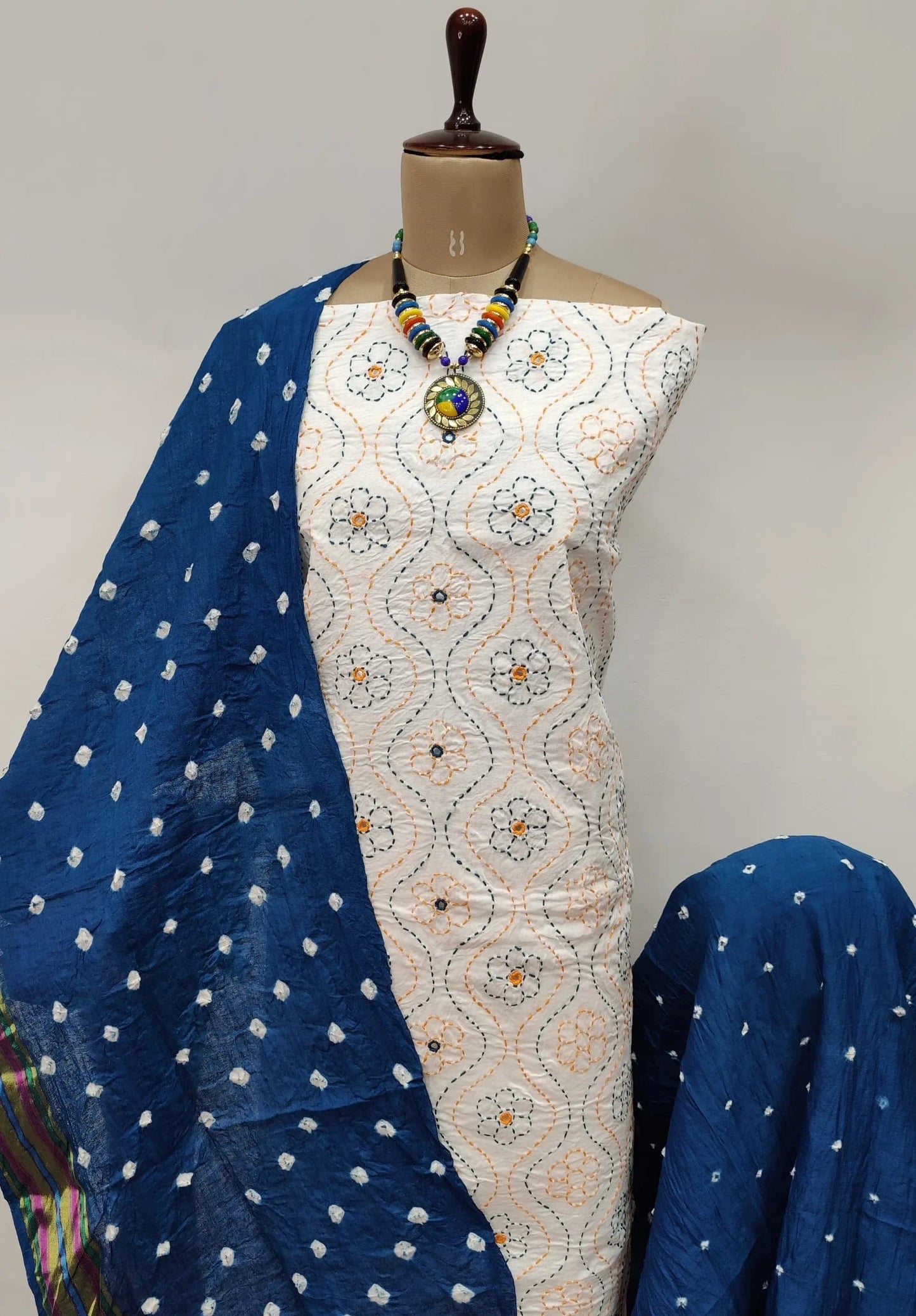 Cotton Thread Embroidery work Bandhani Dress Material - Premium  from Ethenika.com - Just INR 1790! Shop now at Ethenika.com 