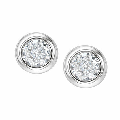 Daily Wear / Office Wear Silver Plated White Zircon Stone Stud Earrings For Girls and Women