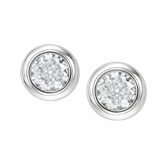 Daily Wear / Office Wear Silver Plated White Zircon Stone Stud Earrings For Girls and Women