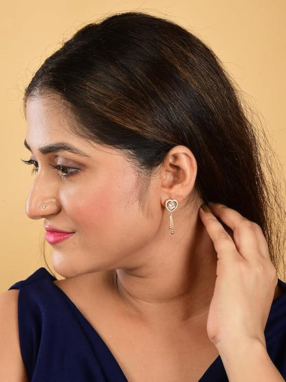 Rose Gold Plated Heart Drops Capture Earrings For Girls and Women