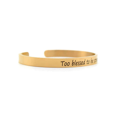 Too Blessed To Be Stressed Rose Gold Mantra Band - Joker & Witch