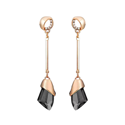 Fashion Geometric Grey Crystal Long Water Drop Earrings Jewellery for Women & Girls