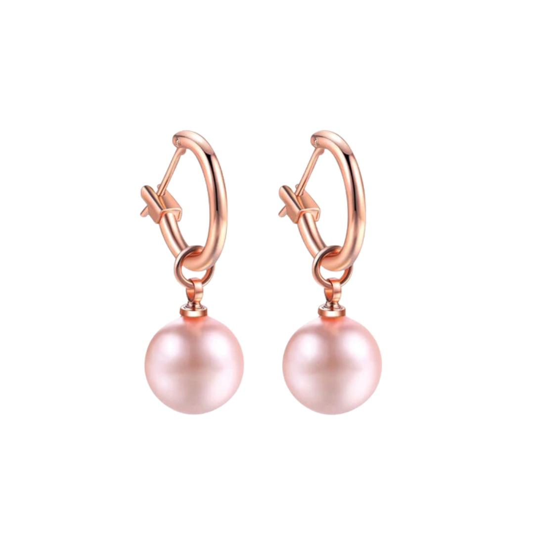 Pink Elegant Pearl Drop Earrings