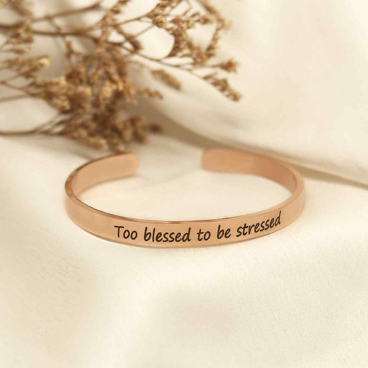 Too Blessed To Be Stressed Rose Gold Mantra Band - Joker & Witch