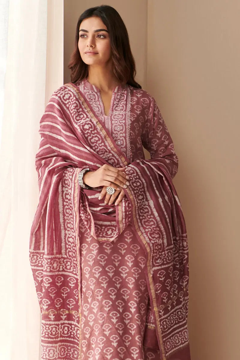 Moti Work Block Print work Kurti Pant Dupatta Set for Summer - Premium  from Ethenika.com - Just INR 2190! Shop now at Ethenika.com 