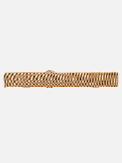 Embellished Round Buckle Elasticated Belt
