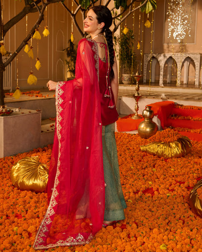 Vesna Pink Solid Chanderi Sharara Set