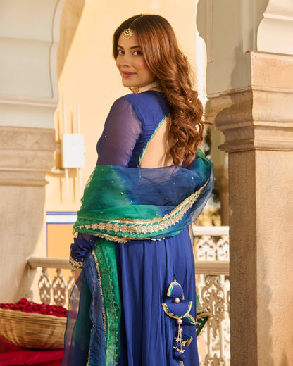 Sonata Blue Solid Georgette Suit Set