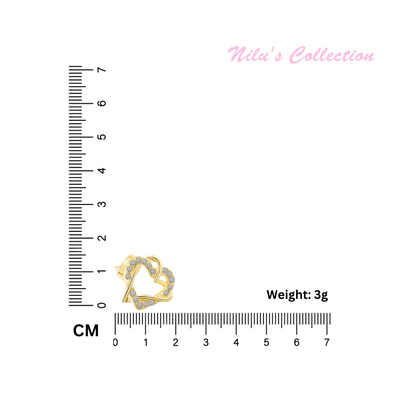Multi Tone| Heart Shape Stud Earrings for Women and Girls, CZ Stone