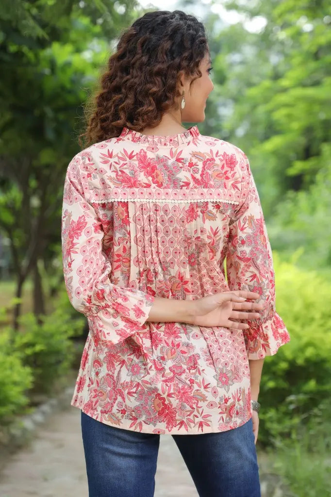 Women Peach Floral Top
