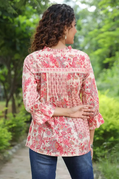 Women Peach Floral Top