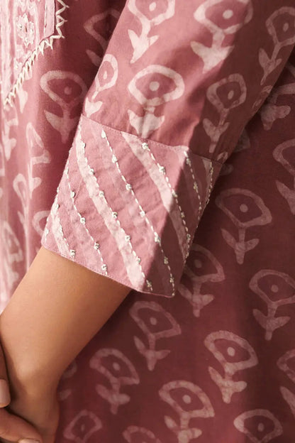 Moti Work Block Print work Kurti Pant Dupatta Set for Summer - Premium  from Ethenika.com - Just INR 2190! Shop now at Ethenika.com 