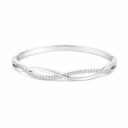 Silver Plated Kada Bracelet with American Diamond