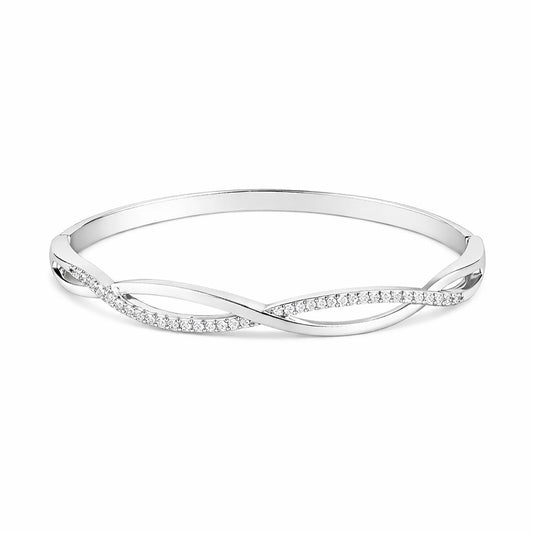 Silver Plated Kada Bracelet with American Diamond