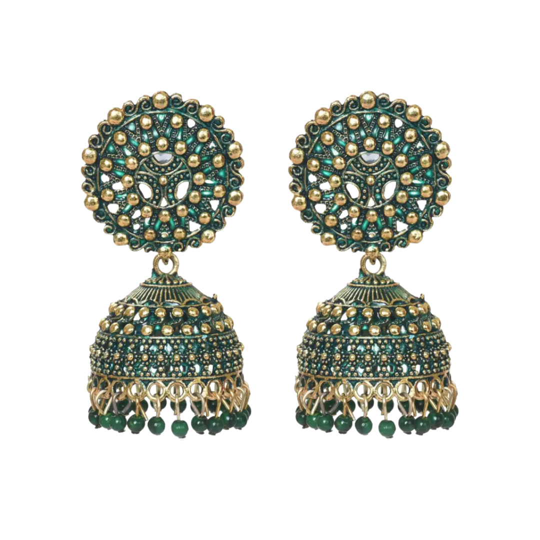 Ethnic Oxidised Jhumka Earring, Long Hangings Traditional Alloy Jhumki Earrings for Women & Girls