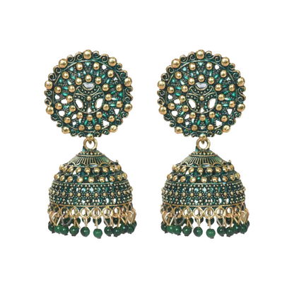 Ethnic Oxidised Jhumka Earring, Long Hangings Traditional Alloy Jhumki Earrings for Women & Girls