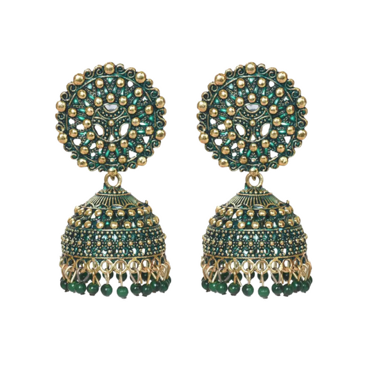 Ethnic Oxidised Jhumka Earring, Long Hangings Traditional Alloy Jhumki Earrings for Women & Girls