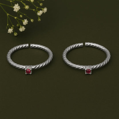 92.5 Sterling Silver Red Toe Ring