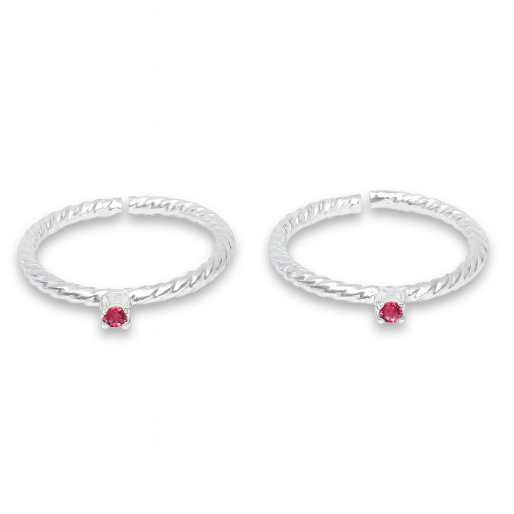 92.5 Sterling Silver Red Toe Ring