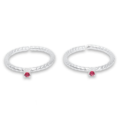 92.5 Sterling Silver Red Toe Ring
