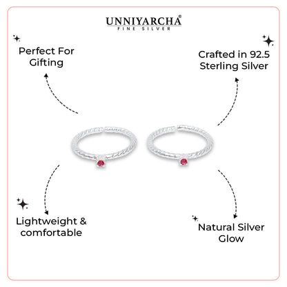 92.5 Sterling Silver Red Toe Ring