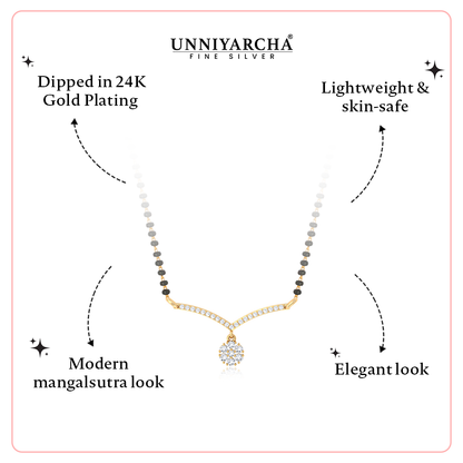Unniyarcha 925 Pure Silver Saanjh Drop Mangalsutra