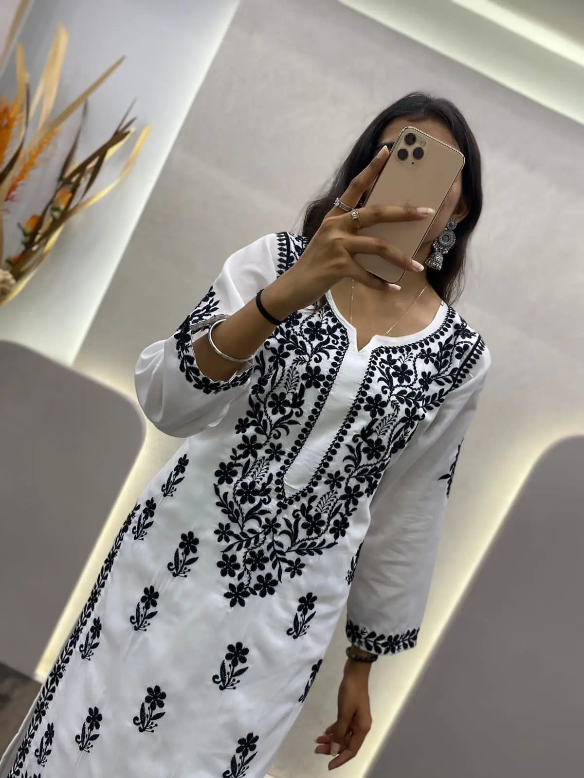Muslin Chikankari Kurti Pant Set - Premium  from Ethenika.com - Just INR 1890! Shop now at Ethenika.com 