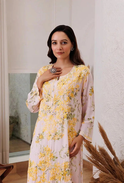Thread Embroidery work Kurti Pant Set (Stitched) - Premium  from Ethenika.com - Just INR 2190! Shop now at Ethenika.com 