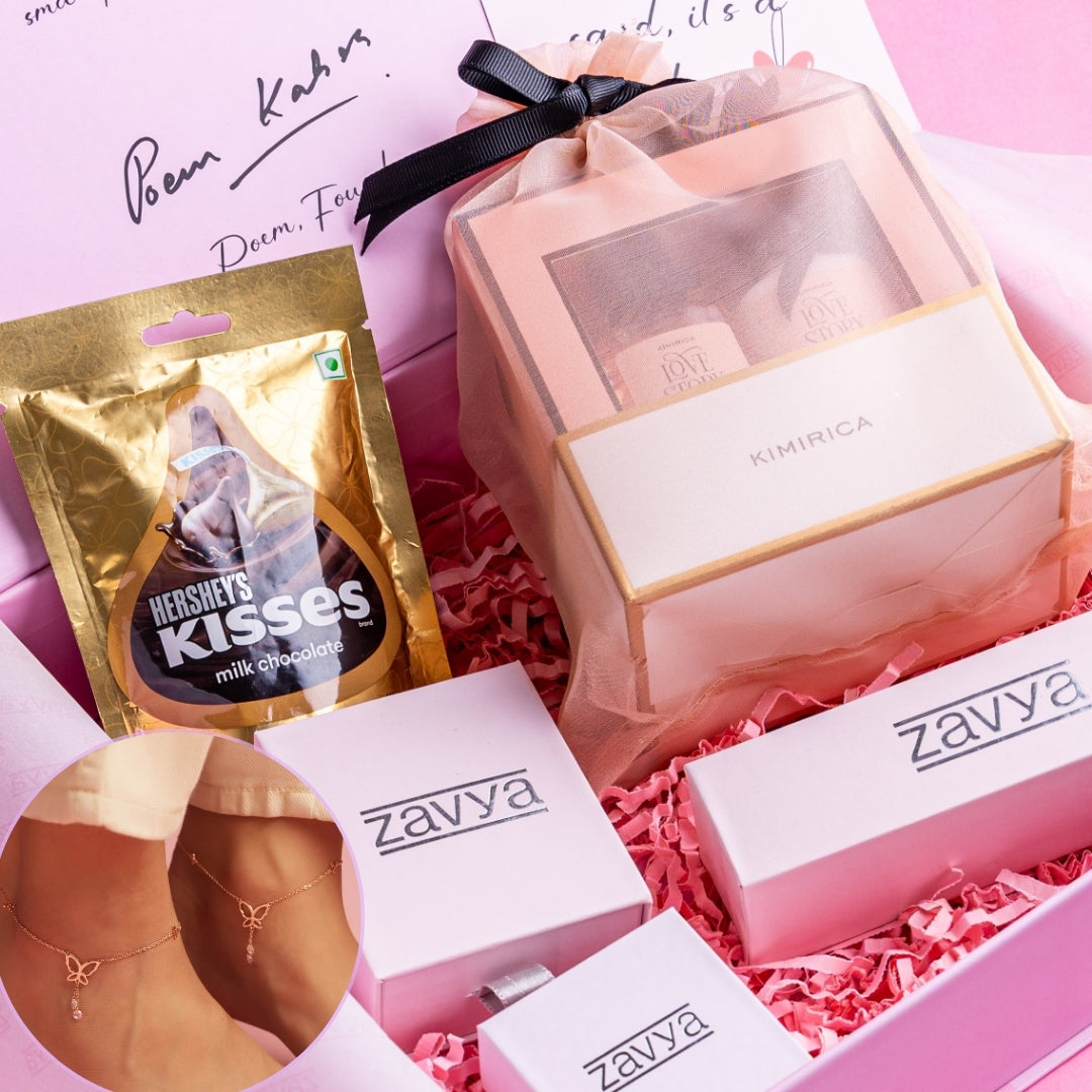 Kimirica x Zavya Butterfly Rose Gold 925 Silver Charm Anklet