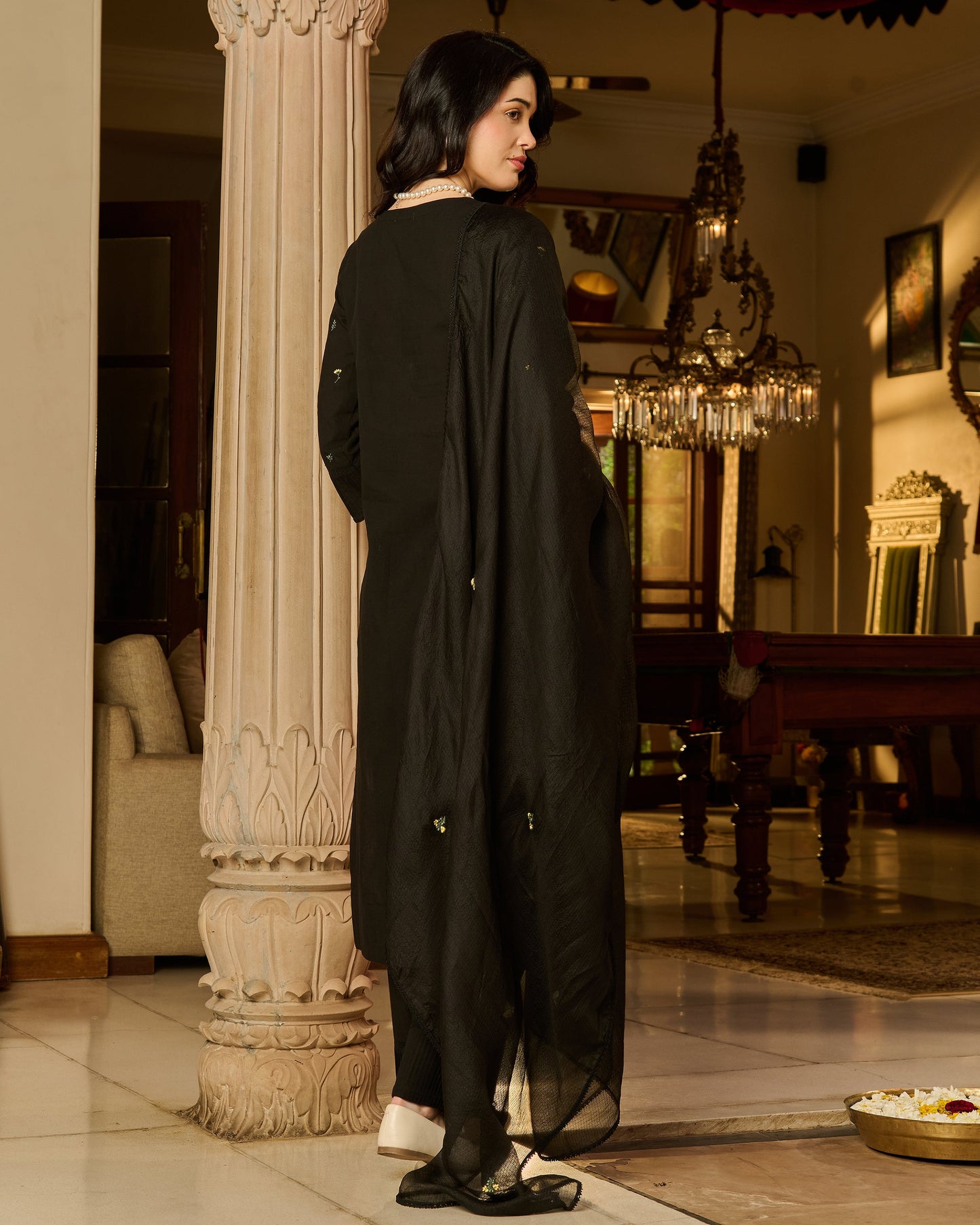 Vayra Black Embroidered Cotton Suit Set