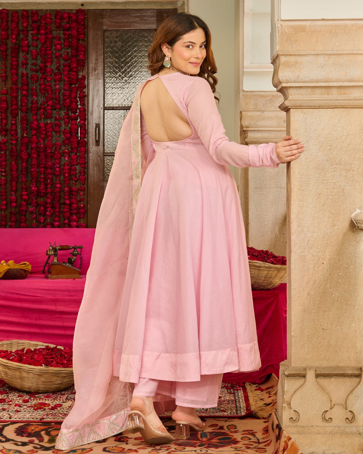 Magnolia Light Pink Solid Chanderi Suit Set