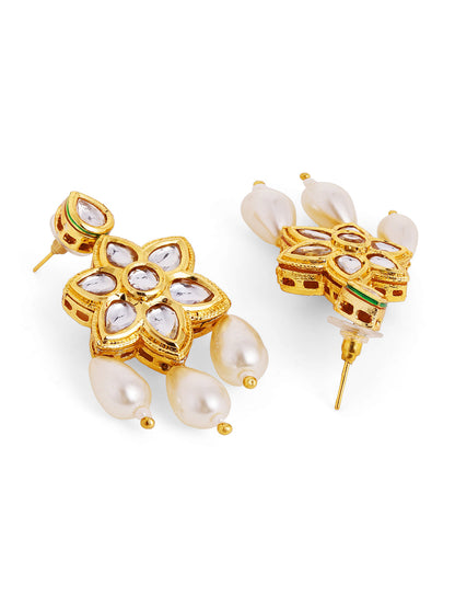 Priyaasi Gold Plated Kundan Drop Jewellery Set