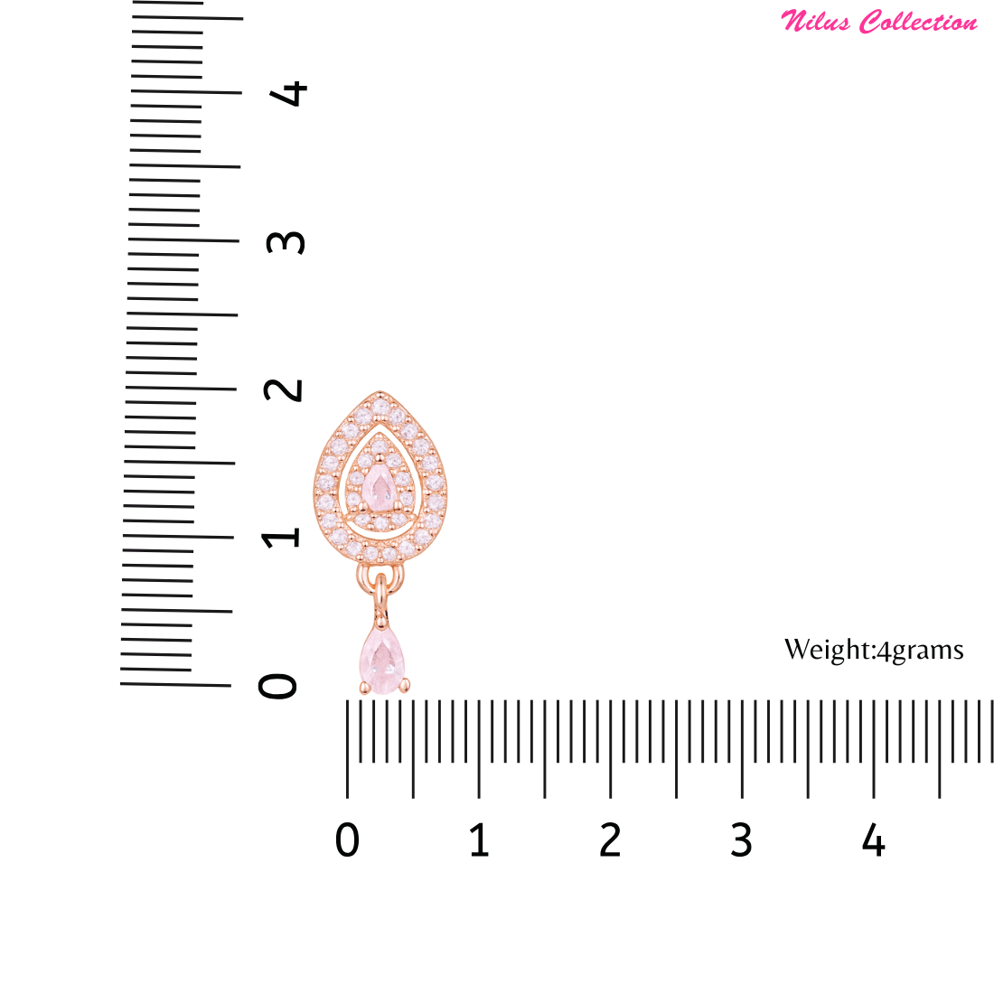 18k Rose Gold Plate stud Earrings for Women and Girls (Drop design