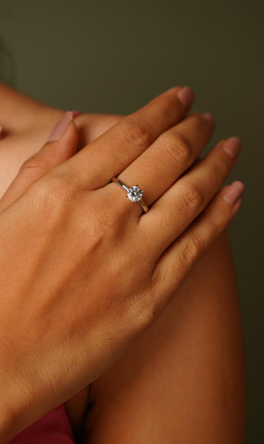 90 cents Classic Round Solitaire Daily Wear Ring - Attrangi