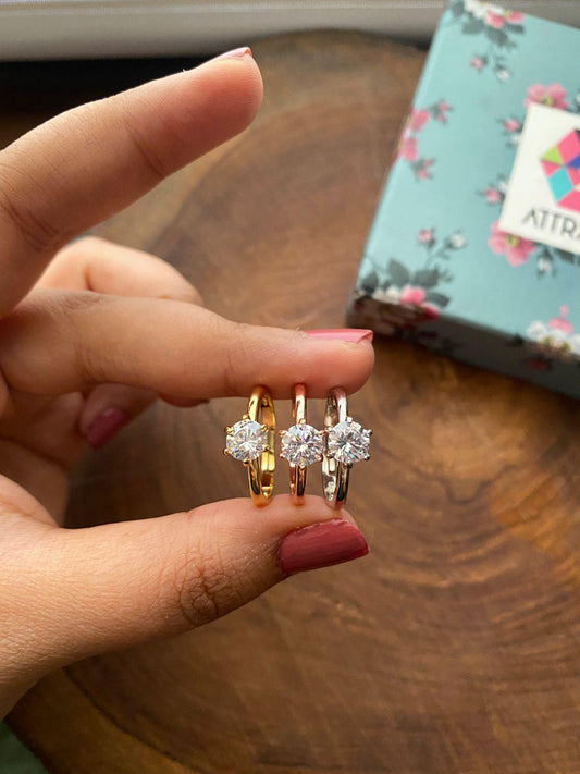 90 cents Classic Round Solitaire Daily Wear Ring - Attrangi