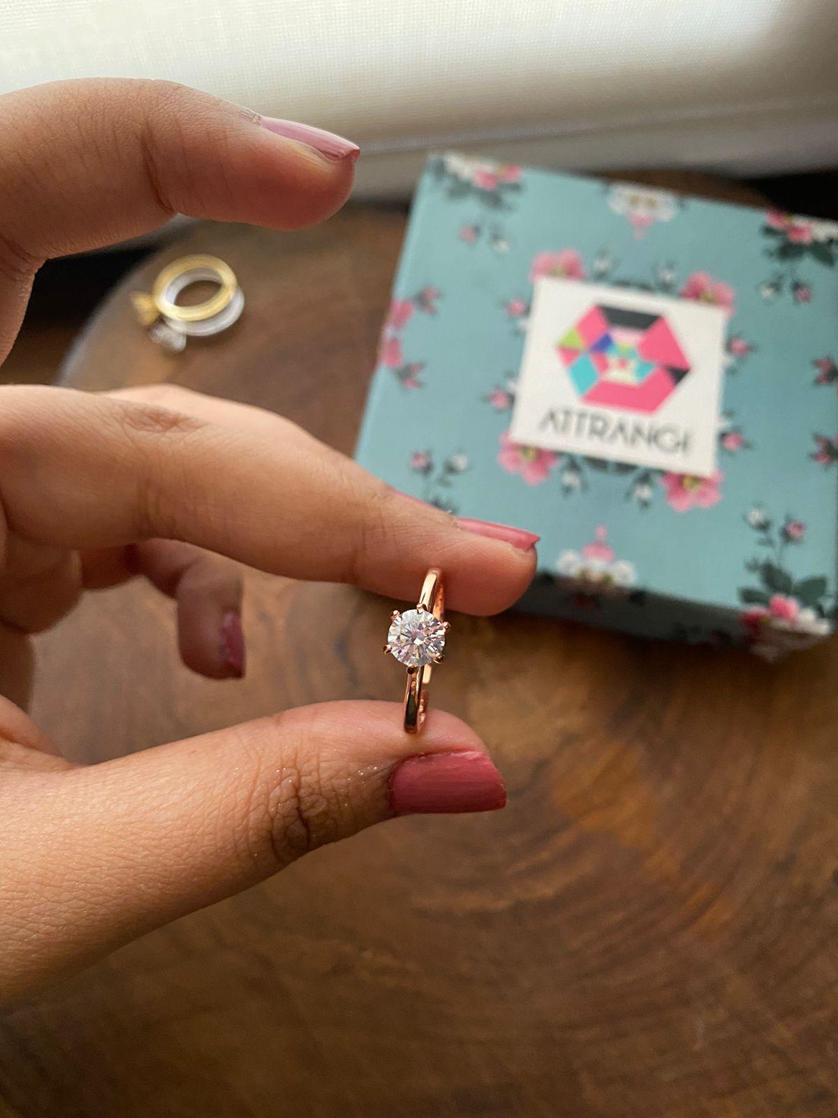 90 cents Classic Round Solitaire Daily Wear Ring - Attrangi