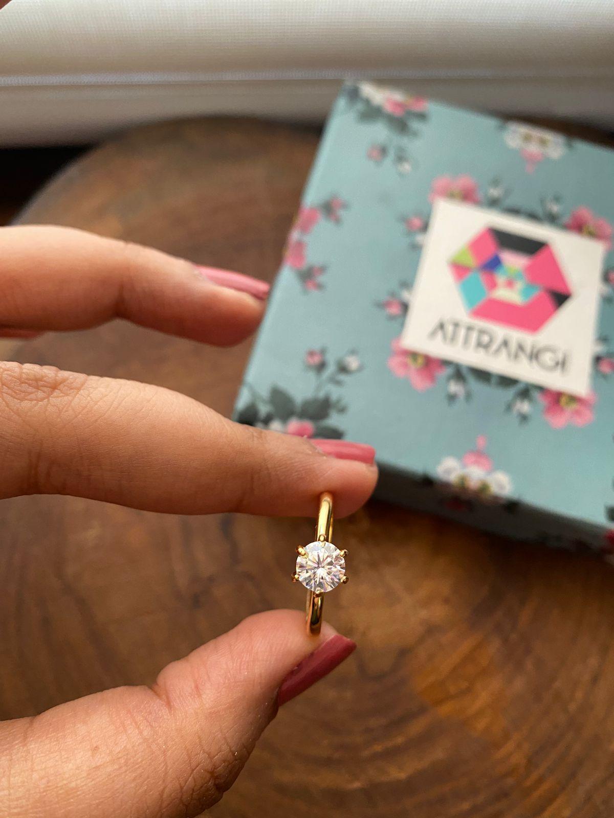 90 cents Classic Round Solitaire Daily Wear Ring - Attrangi