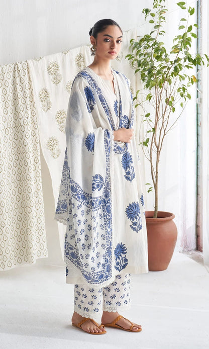 Pure Cotton Summer Special Kalamkari Work Kurta Pant Dupatta Set