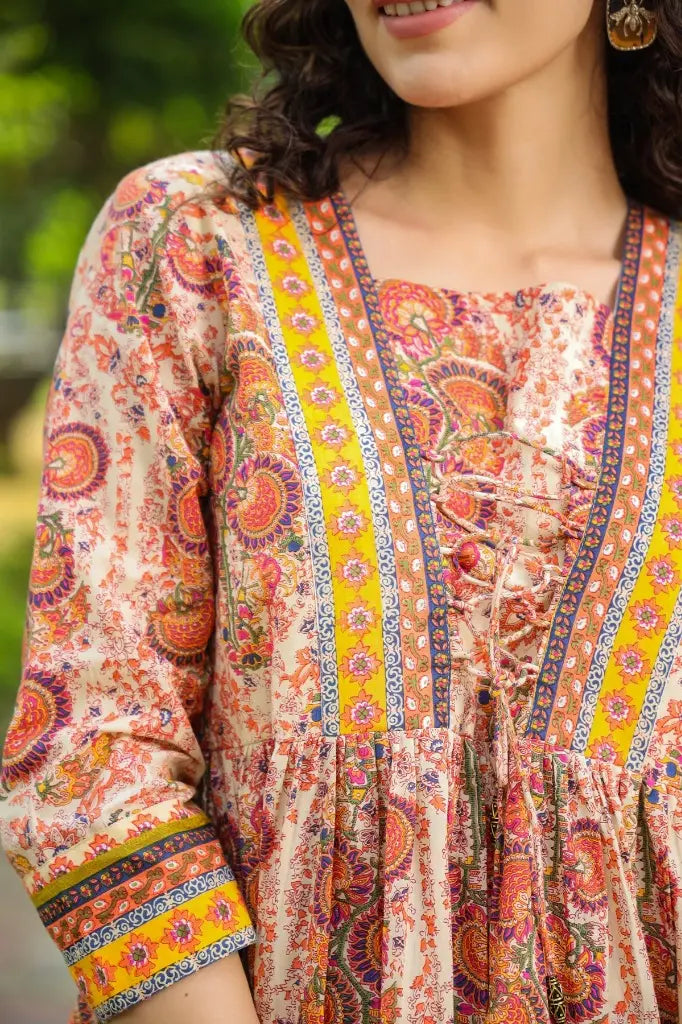 Ethnic Printed Cotton Empire Top