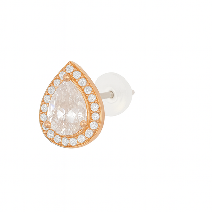 Rose Gold Plated Teardrop Stud Earrings AD Stones For Women And GIrls