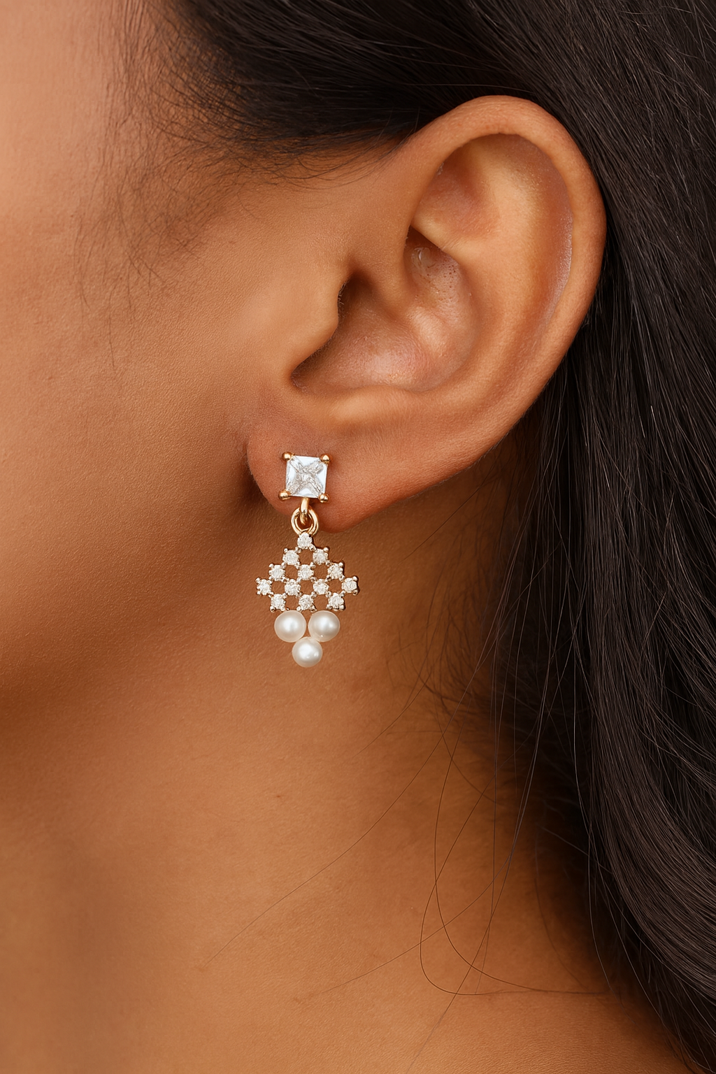 Rose Gold Plated Pearl Drop Earrings