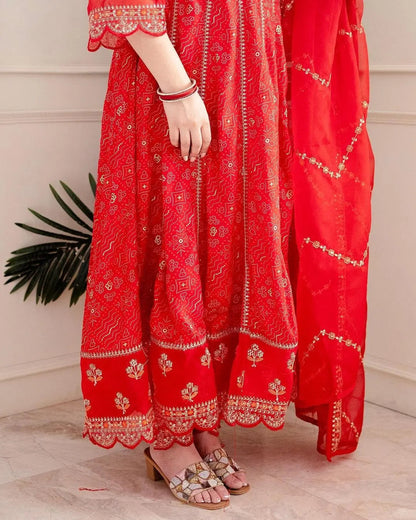 Premium Zari Weaving Printed Kurti Pant Dupatta Set (Stitched) - Premium  from Ethenika.com - Just INR 2590! Shop now at Ethenika.com 