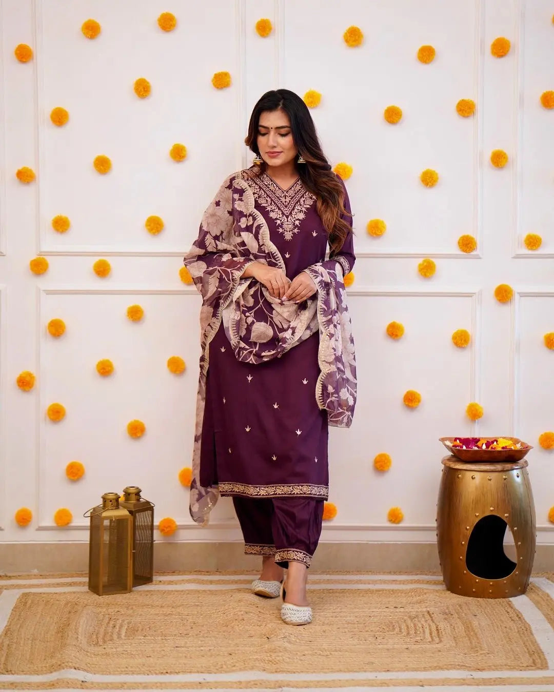 Floral Digital Print Embroidery work Afghani Salwar Suit Set - Premium  from Ethenika.com - Just INR 2190! Shop now at Ethenika.com 