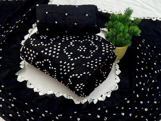 Cotton Self Color Hand Crafted Bandhani Dress Material (Unstitched) - Premium  from Ethenika.com - Just INR 1690! Shop now at Ethenika.com 