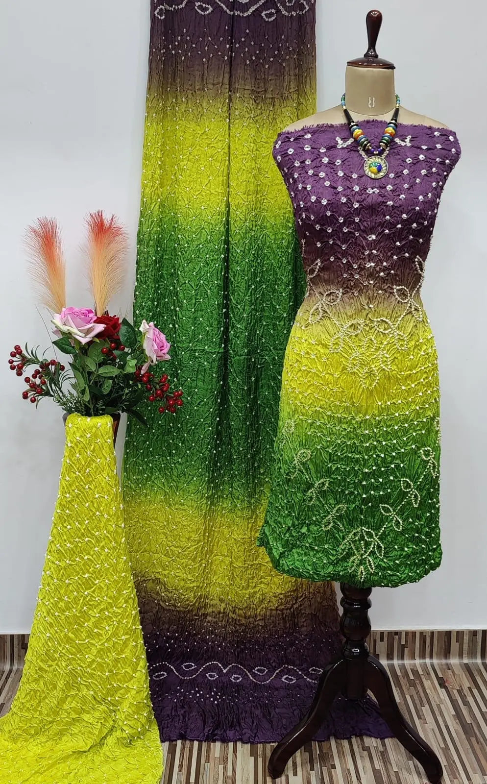 Ghazi Silk Barik Bandhej Kutch Bandhani Dress Material - Premium  from Ethenika.com - Just INR 4990! Shop now at Ethenika.com 