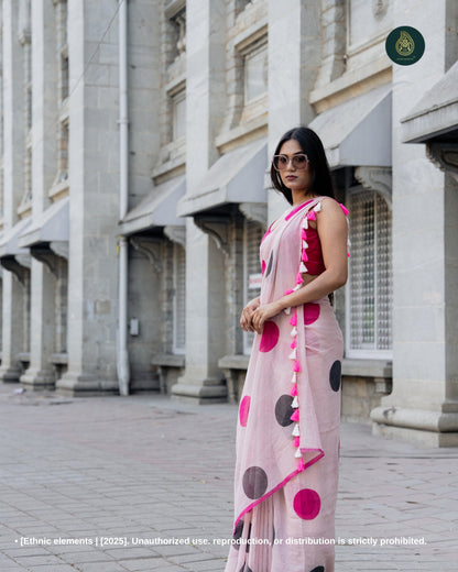 Hand Painted Cotton Saree - Painted Drop