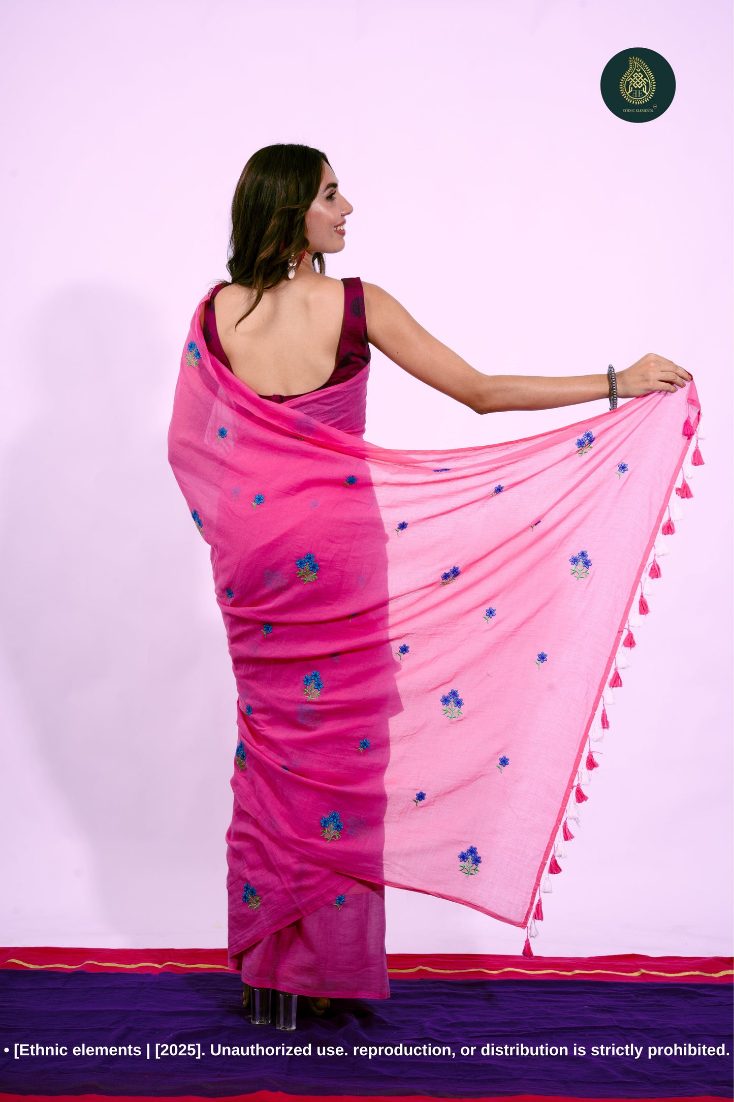 Gulzar - Mul Mul Cotton Solid Saree - Rose Blush